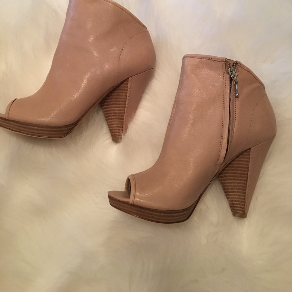 Belle by Sigerson Morrison Peep-Toe Ankle Boots in Nude